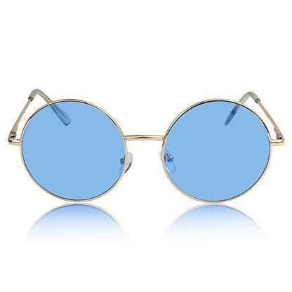 Unisex Round Frame Blue Sunglasses