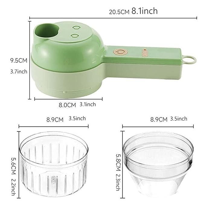 4-in-1 Portable Electric Vegetable Cutter Set | Wireless Mini Food Processor & Chopper | Stainless Steel Blades | For Garlic, Onion, Chili, Ginger, Meat & More