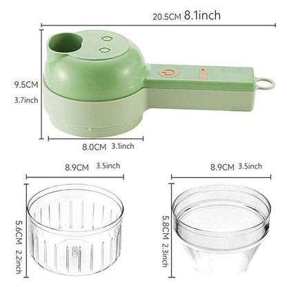 4-in-1 Portable Electric Vegetable Cutter Set | Wireless Mini Food Processor & Chopper | Stainless Steel Blades | For Garlic, Onion, Chili, Ginger, Meat & More