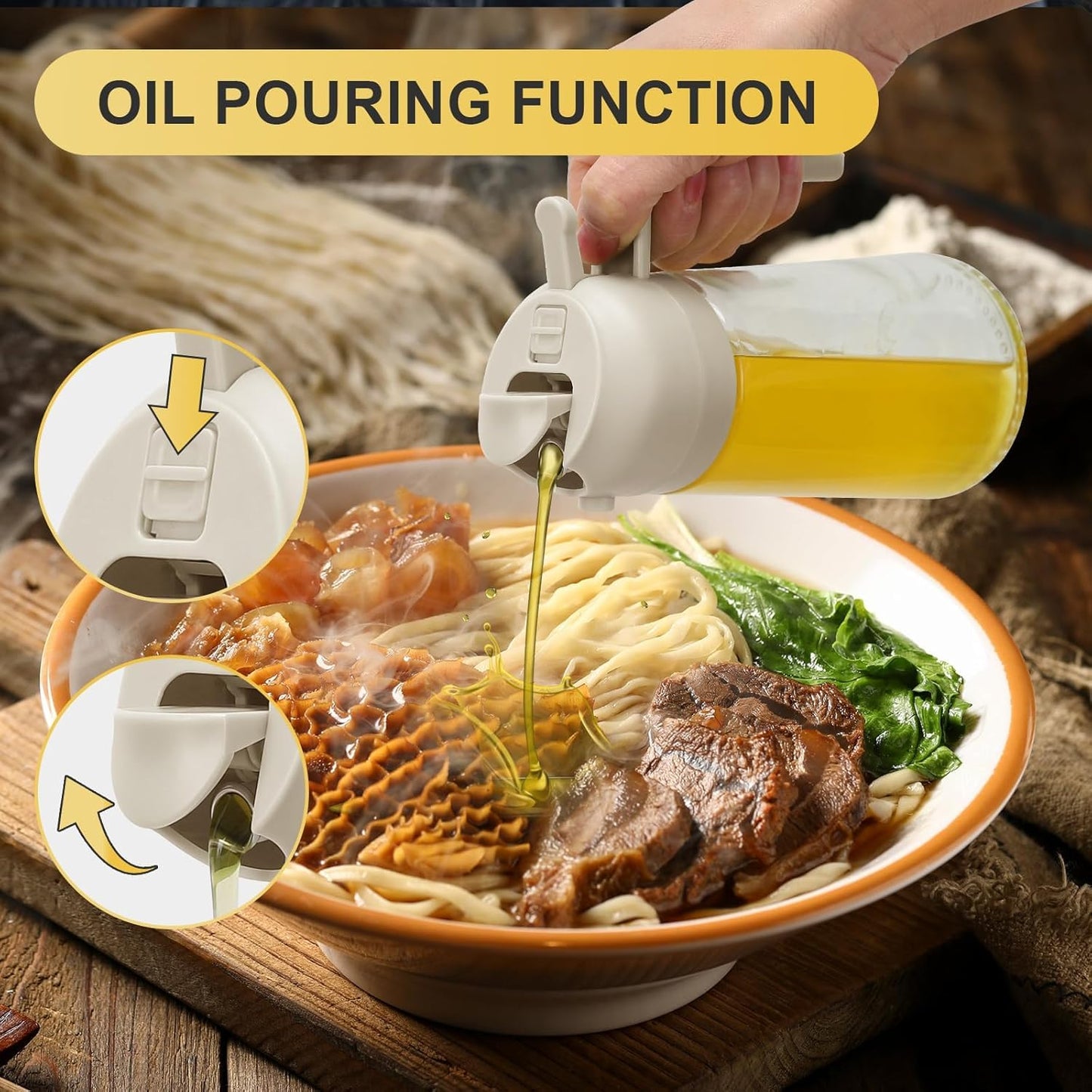 Oil Dispenser Set 500ml – 2-in-1 Spray & Pour Bottle for Kitchen