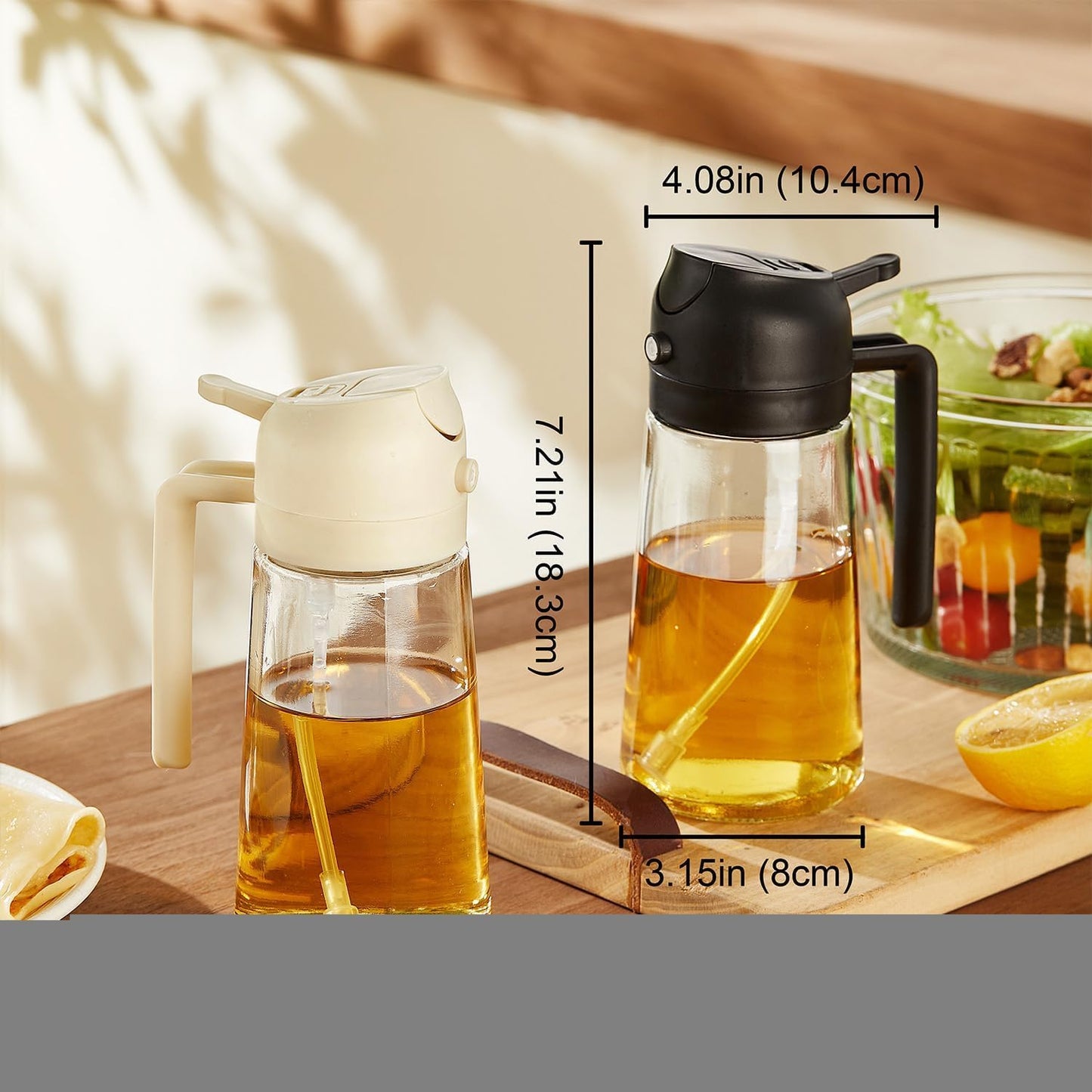 Oil Dispenser Set 500ml – 2-in-1 Spray & Pour Bottle for Kitchen