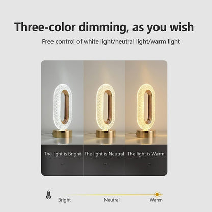 Oval Crystal Lamp – 3-Way Touch Dimmable LED Table Lamp | Gold Acrylic Diamond Light for Home Décor, Bedroom, Living Room & Gifting