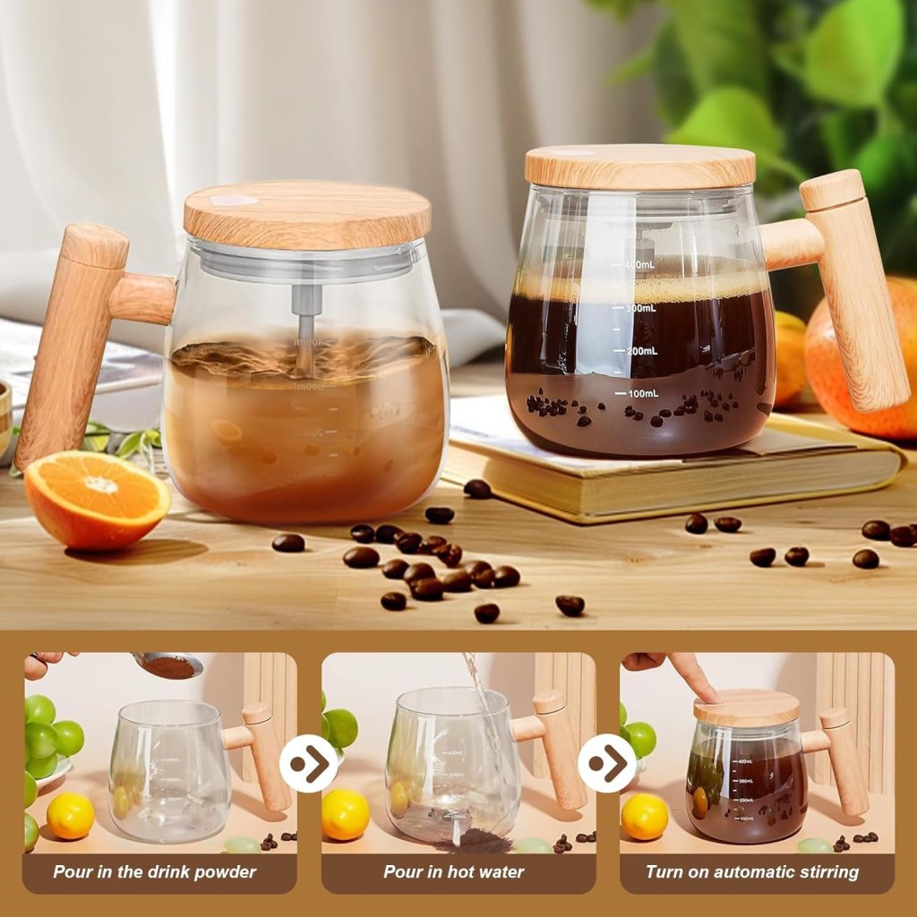 Self-Stirring Electric Mixing Mug 500ml | Rechargeable Automatic Coffee & Protein Blender Cup