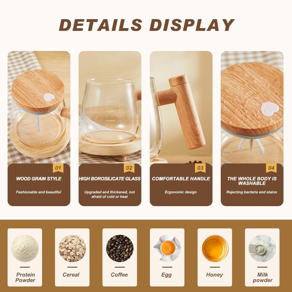 Self-Stirring Electric Mixing Mug 500ml | Rechargeable Automatic Coffee & Protein Blender Cup