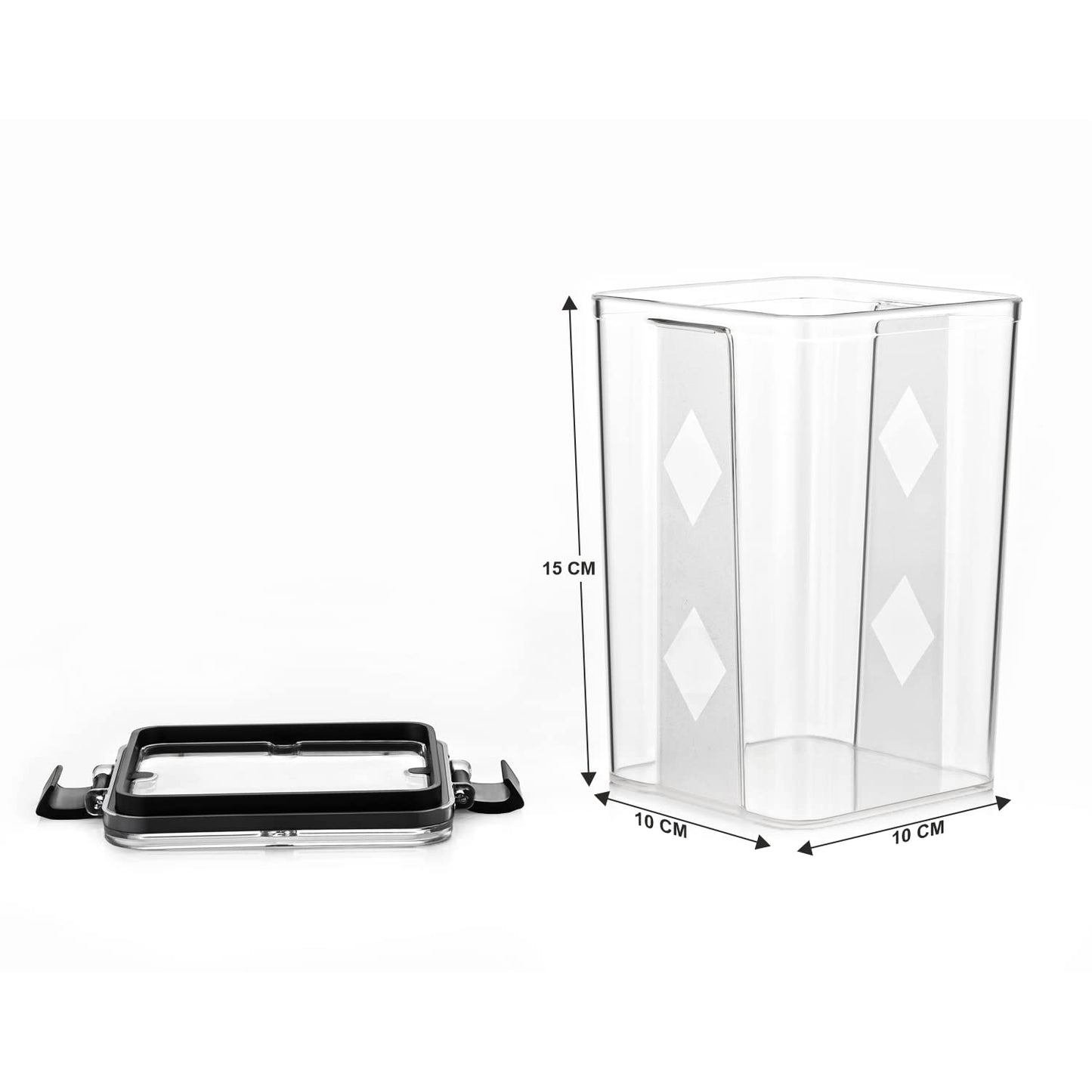 Premium Push Button Wall Mount Kitchen Storage Containers | 1200 ML Airtight, Transparent, Space-Saving Food Containers – Pack of 4 (Black)