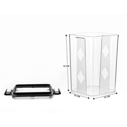 Premium Push Button Wall Mount Kitchen Storage Containers | 1200 ML Airtight, Transparent, Space-Saving Food Containers – Pack of 4 (Black)